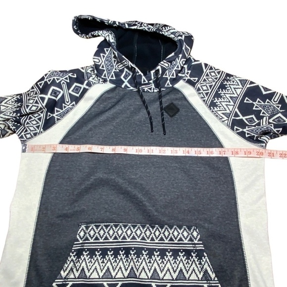 BURTON Durable Goods Heron Gray Cream Aztec Print Hoodie Kangaroo Pocket US Sz S - Picture 6 of 10